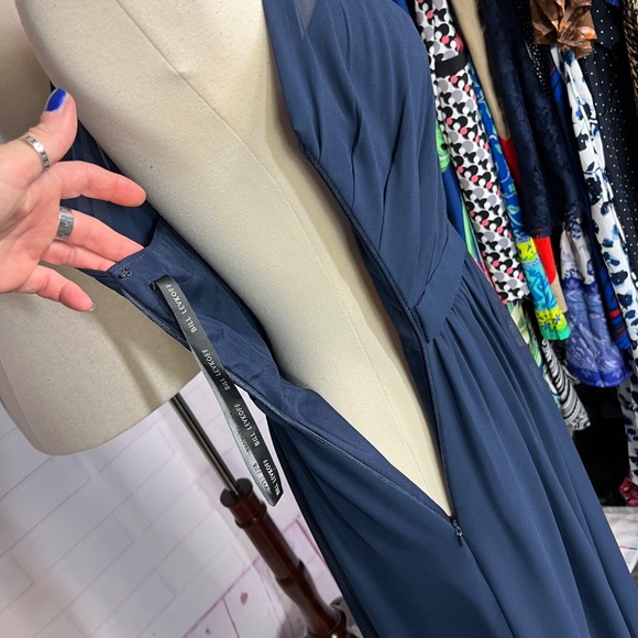 NWT🤩 |•BILL LEVKOFF•| GORGEOUS Navy Blue Formal Goddess Gown Size 0 - Picture 13 of 16